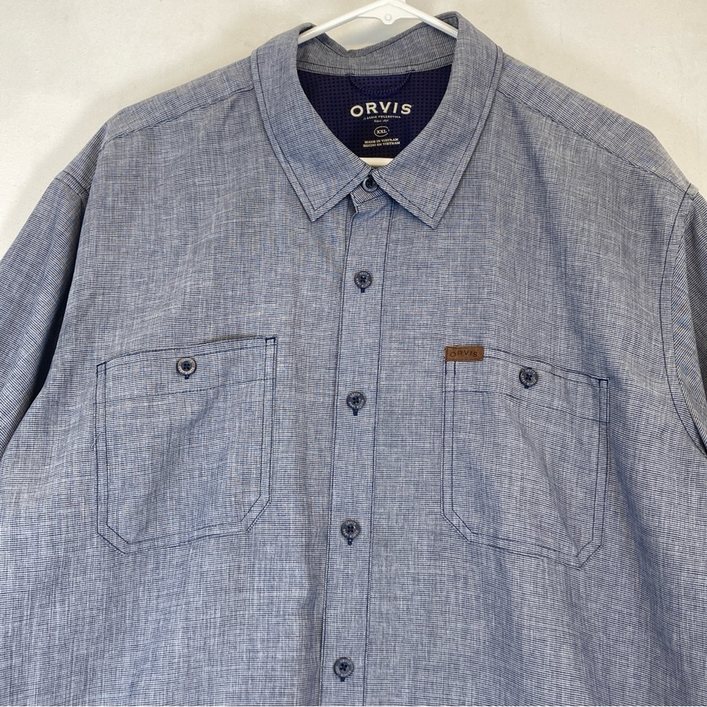 Orvis Classic Performance Men's XXL Fishing Shirt Blue Short Sleeve Button Up - Picture 3 of 16